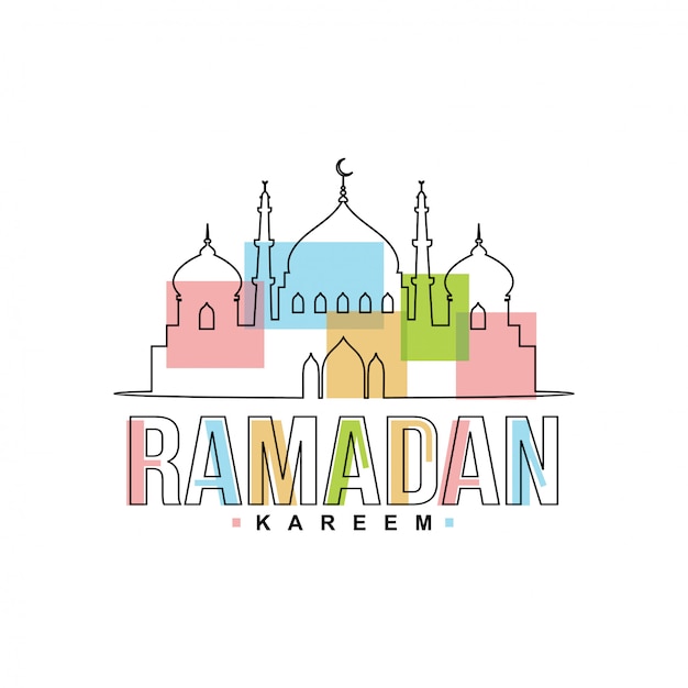 Ramadan Kareem Avec Mosquée Islamique Illustration Arabe