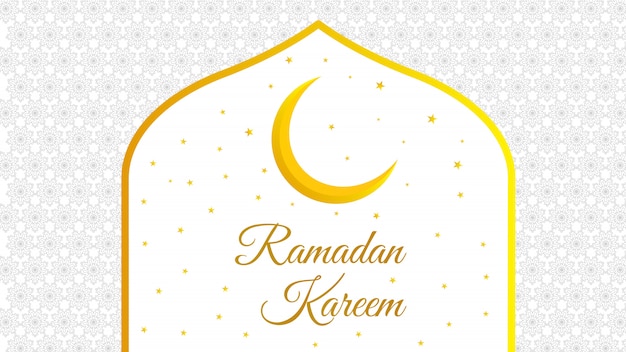 Ramadan Kareem Motif Oriental Mosquée Lune étoiles Blanc Jaune Illustration Fond