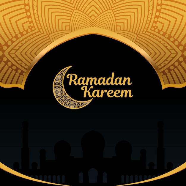 Ramadan Kareem Noir Avec Mosquée