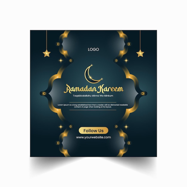 Vecteur ramadan kareem publication sur les réseaux sociaux et modèle de conception de bannière web vecteur premium
