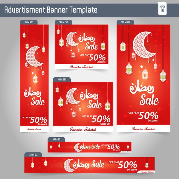 Vecteur ramadan kareem publicité 6 différents modèles de bannière de vente