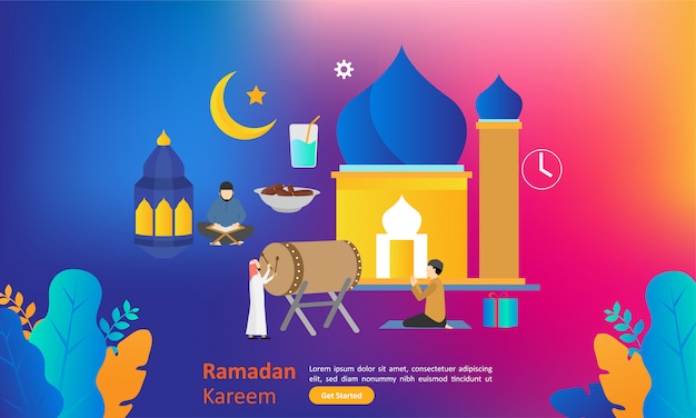 Vecteur ramadan kareem salutation design plat pour la page de renvoi web