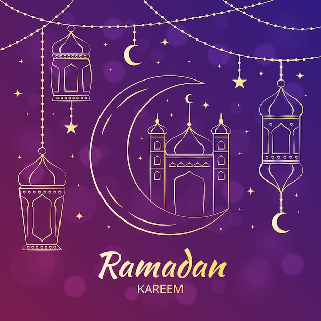 Ramadan Kareem Style Dessiné à La Main