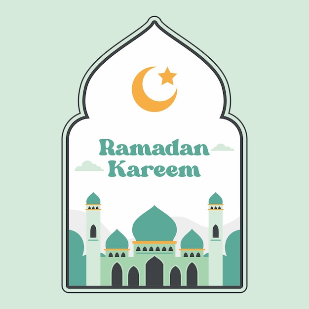 ramadan kareem avec un superbe design plat de mosquée