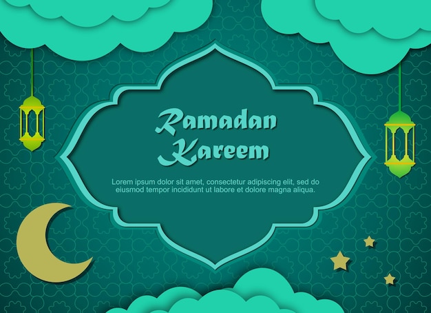 Ramadan Kareem Et Vecteur D'illustration De Style Papier Eid Mubarak