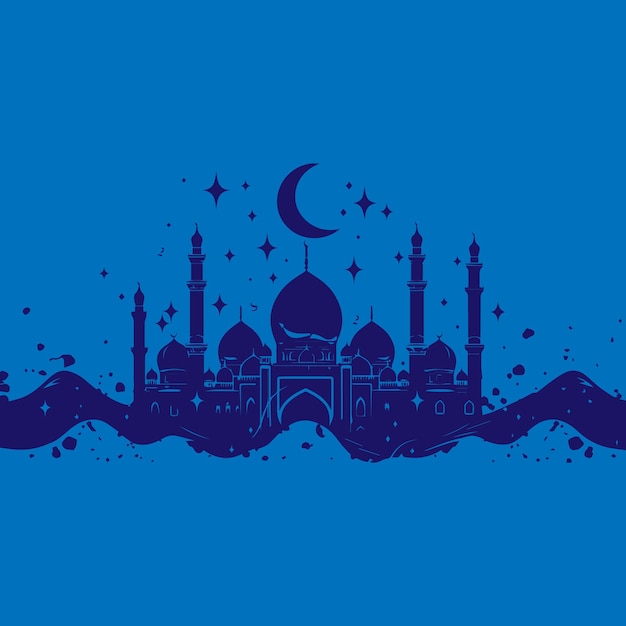 Vecteur ramadan kareem vecteur mosquée sur un fond bleu