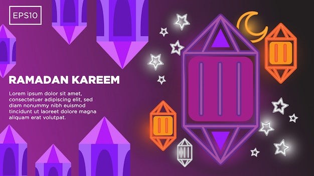 Ramadan Kareem Vector Background Avec Modèle De Texte Et Illustration Illustration Lanterne Islamique