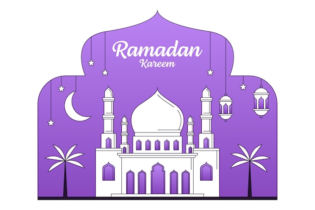 Ramadan Kareem Vector Design Illustration Monoline Ou Style D'art En Ligne