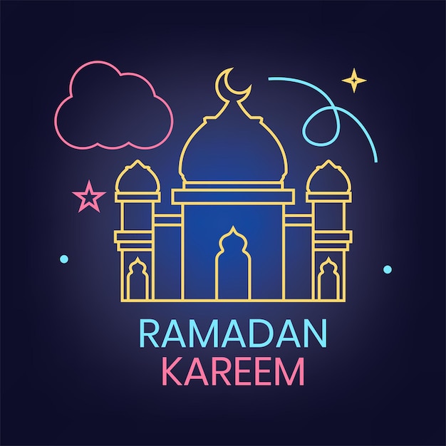 Vecteur ramadan karem avec un design au néon