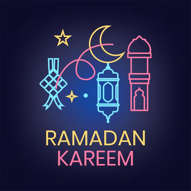 Ramadan Karem Avec Un Design Au Néon