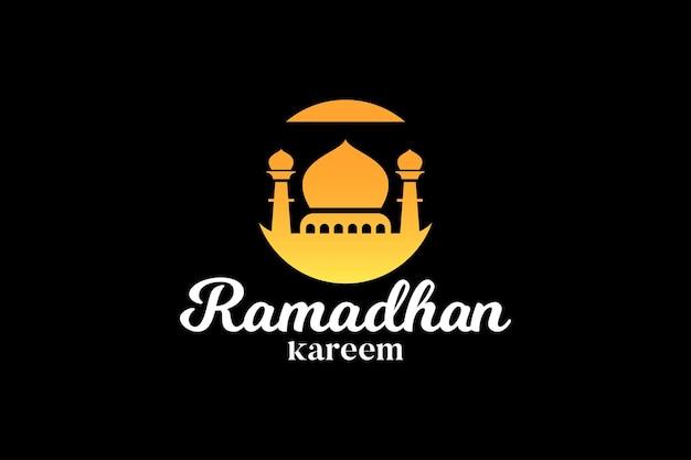 Ramadan Logo Concept Vector Modèle De Logo Islamique Sur Fond Noir