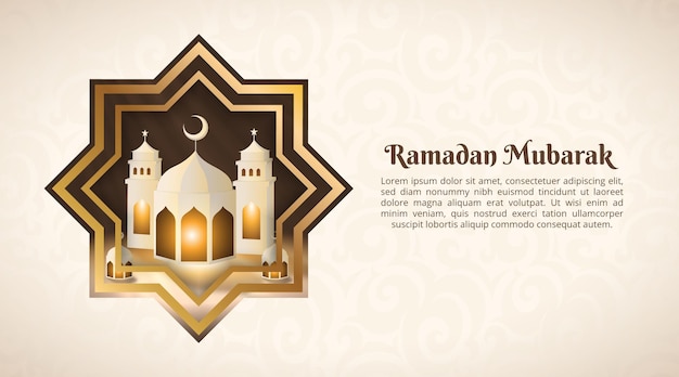 Ramadan Mubarak Avec Une Mosquée à L'intérieur D'un Cadre D'étoile Islamique