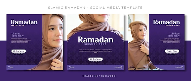 Vecteur ramadan sale islamique purlplemaître sur les médias sociaux modèle de conception de bannière vectorielle de promotion d'événement