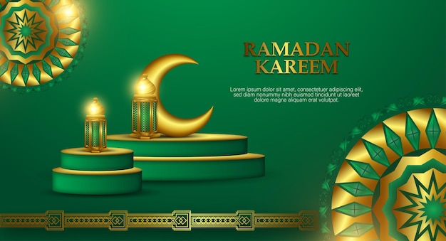 Ramadan Vert Doré Design Nouveau