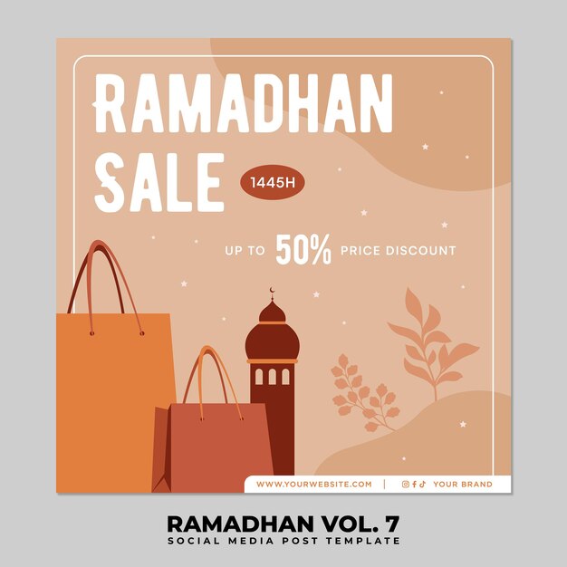 Vecteur ramadhan flat design pour la bannière et les médias sociaux joyeux eid mubarak illustration de poste sur les médias sociaux