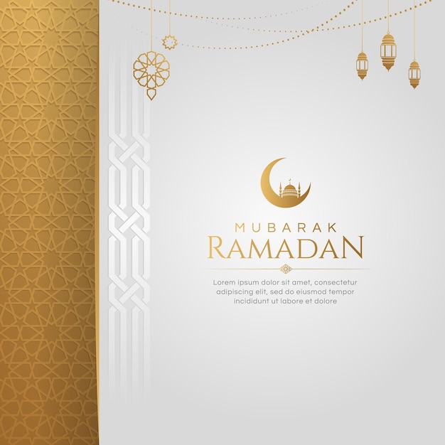 Vecteur ramadhan kareem eid mubarak modèle de conception d'arrière-plan avec des ornements en or