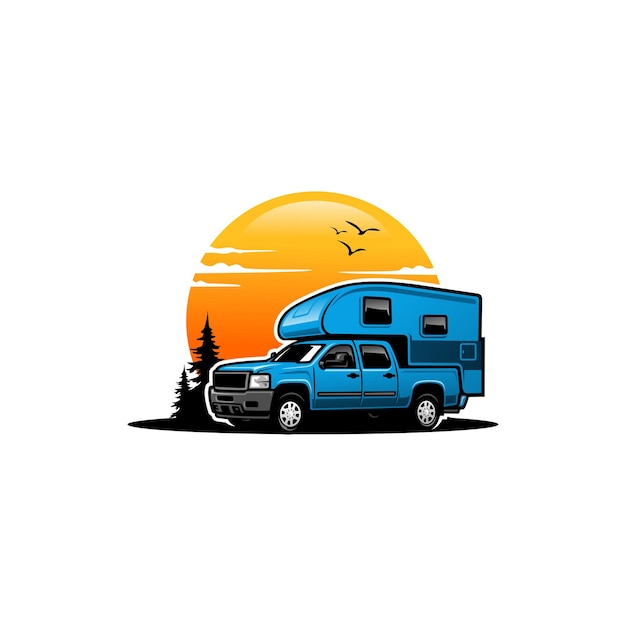 Ramasser Camping-car Camion Aventure Camion Suv Camping-car Illustration Vecteur