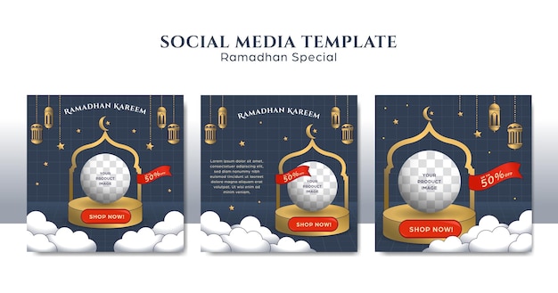 Ramdhan Kareem Modèle De Publication Carrée Spécial Instagram Sur Les Médias Sociaux Avec Podium Pour L'annonce De Promotion De Vitrine De Produit