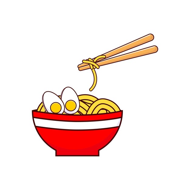 Ramen Creative Premium Illustration Design Meilleure Délicieuse Cuisine Asiatique Vecteur