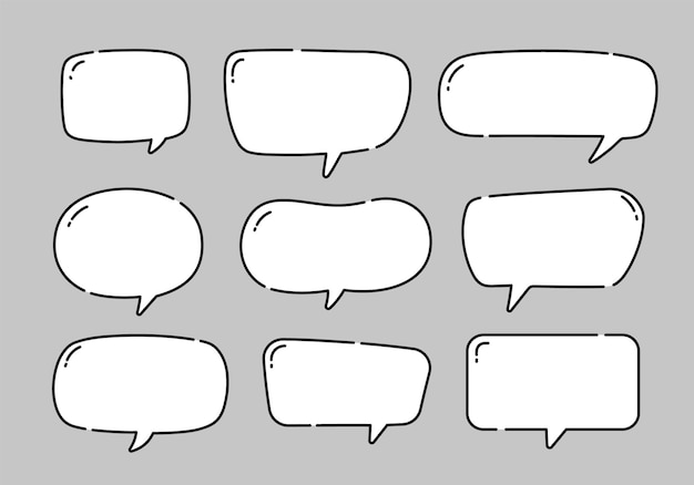Vecteur une rangée de bulles avec un fond blanc bulles de communication de message dans un joli style doodle