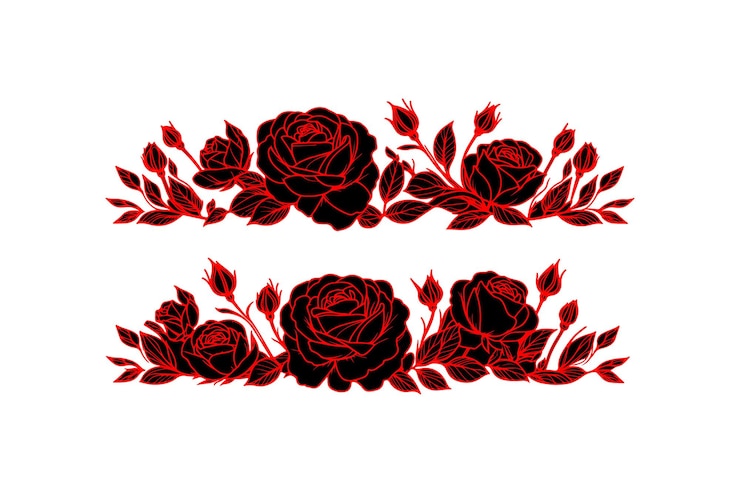 Vecteur une rangée de roses avec une illustration vectorielle ouverte