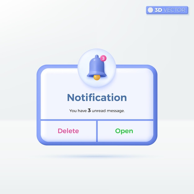 Rappel Notifications page bannière icône symboles publicité Business planification événements lettre de rappel en ligne email concept 3D vecteur isolé illustration design dessin animé pastel style Minimal