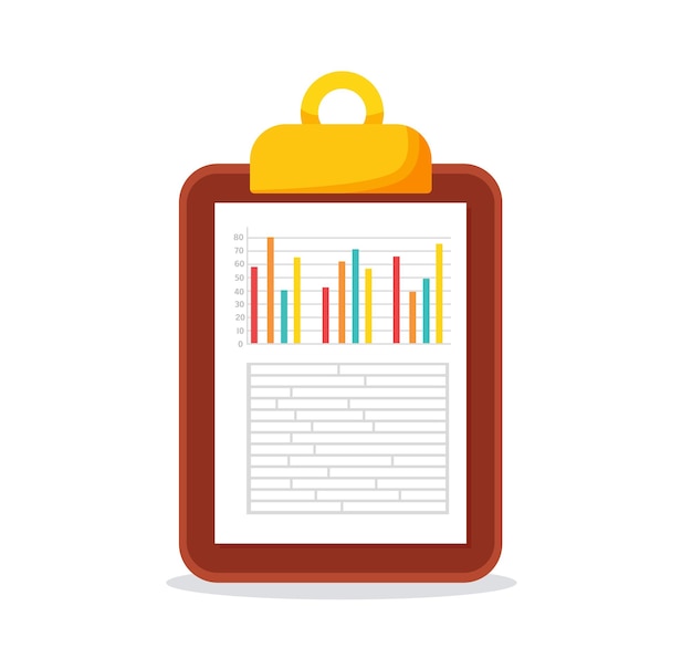 Rapport Document Icône Plate Illustration Vectorielle