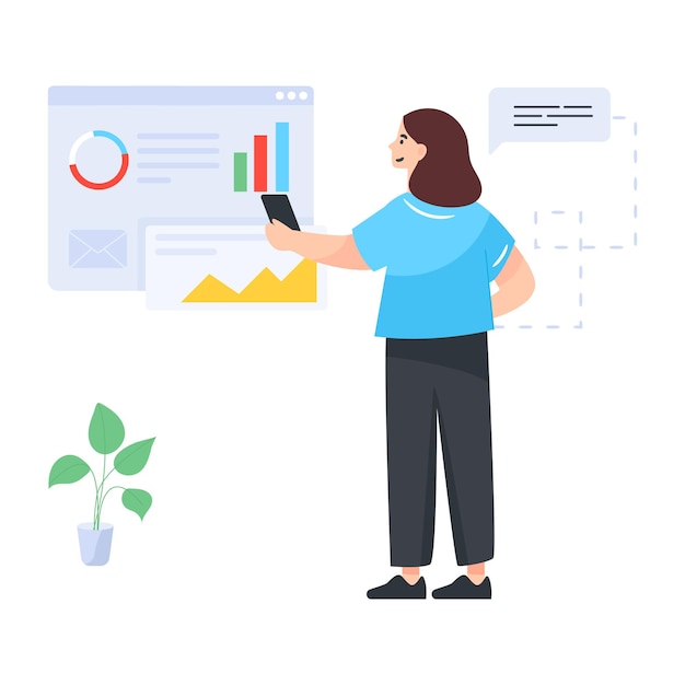 Rapport de performance des employés en illustration plate