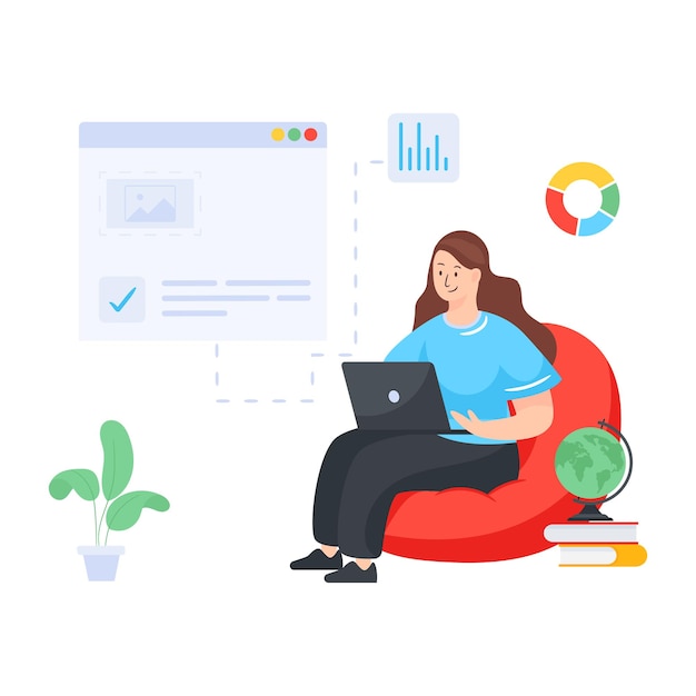Rapport de performance des employés en illustration plate