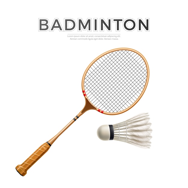 Raquette De Badminton Réaliste Avec Volant