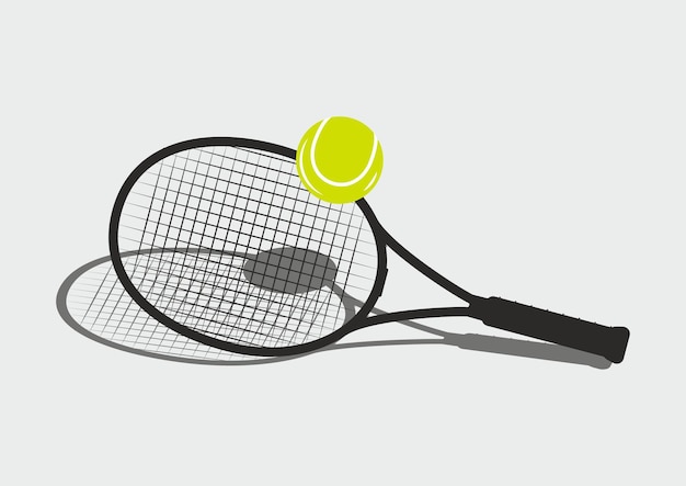 une illustration de vecteur de balle de tennis avec ombre sur fond