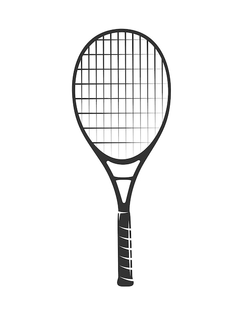 Raquette de tennis sur gazon isolé sur fond blanc