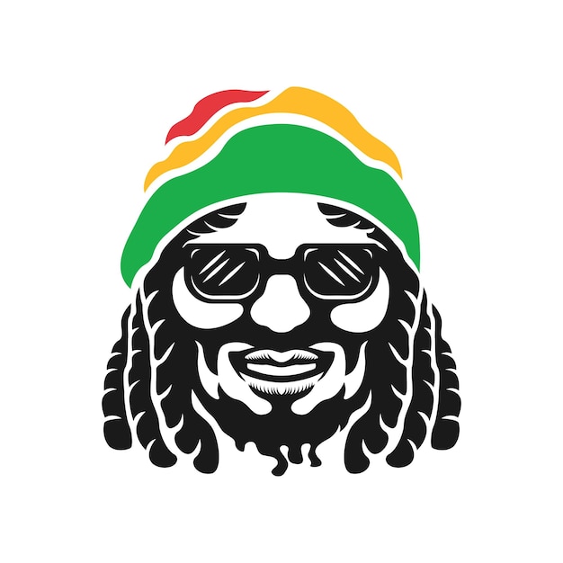 Rastaman Avec Illustration Vectorielle De Lunettes Logo