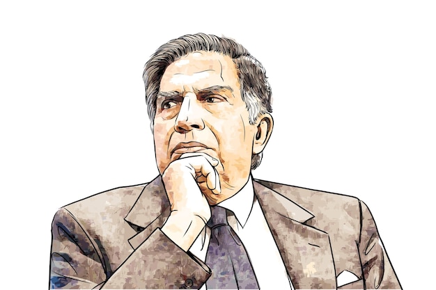 Vecteur ratan tata india tata company india président du groupe tata tata group portrait vecteur