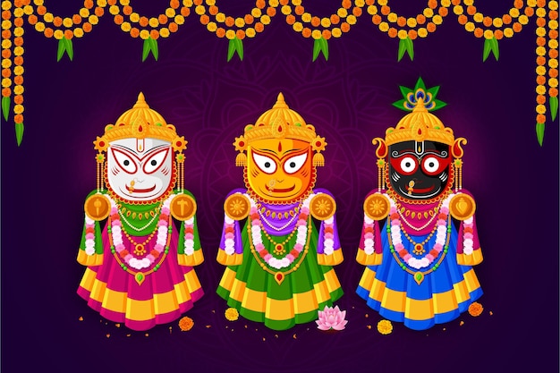 Vecteur ratha yatra de lord jagannath balabhadra et subhadra