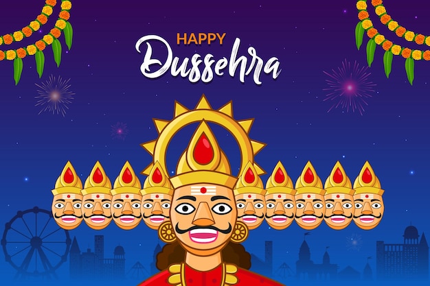 Ravana Dahan Happy Dussehra Navratri et Durga Puja festival de l'Inde