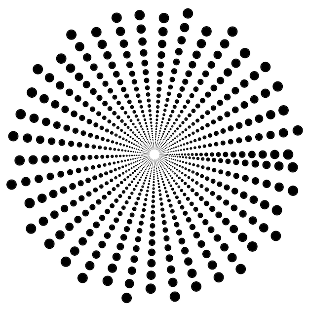 Rayons de demi-teinte élément rond étoile isolés sur fond blanc Logo noir Forme géométrique
