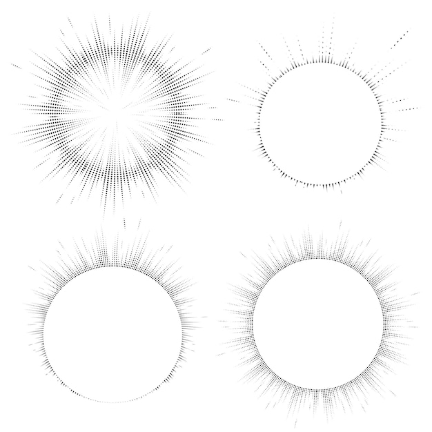 Rayons éclatants. Cadres Sunburst. élément D'égaliseur Abstrait Avec Des Lignes Pointillées.