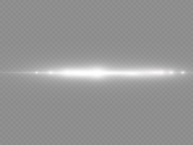 Les rayons lumineux clignotent des fusées éclairantes horizontales blanches pack de faisceaux laser brillent une ligne blanche belle fusée