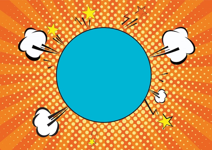 Vecteur rayons orange, jaune et points fond pop art.