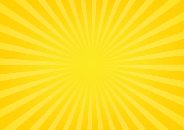 Vecteur rayons de soleil sunburst sur fond de couleur jaune et orange.