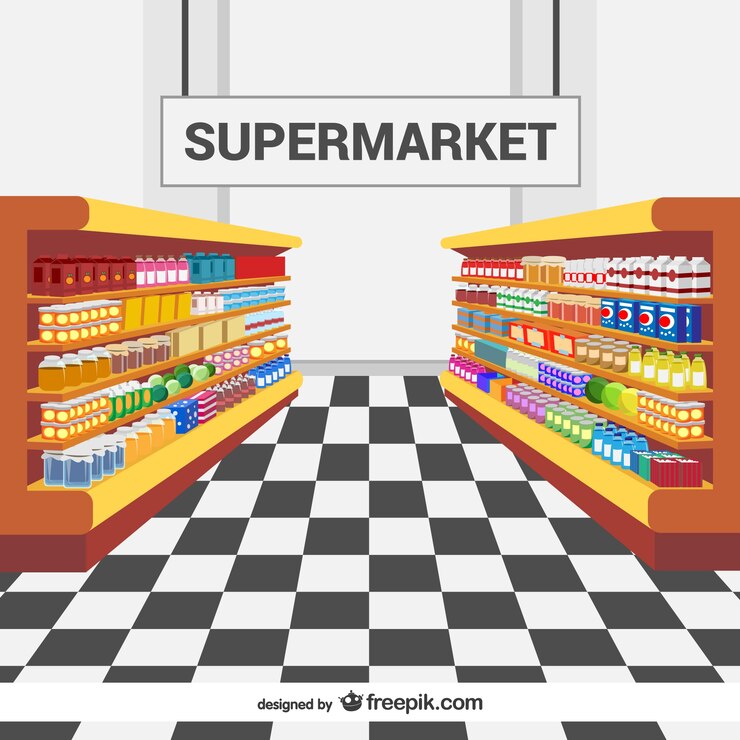 Vecteur les rayons des supermarchés vecteur