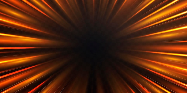 Rayons de vitesse radiale flux de néon lumineux zoom en mouvement effet lueur orange lignes de vitesse