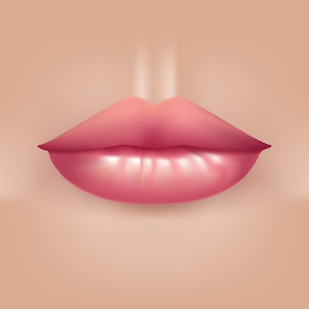 Réaliste 3d détaillé lèvres féminines sexy sur le visage traitement cosmétique concept illustration vectorielle de la beauté femme bouche