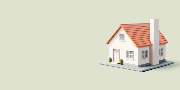 Réaliste belle maison blanche 3D pour la publicité des concepts de vente de biens immobiliers vie sécurité