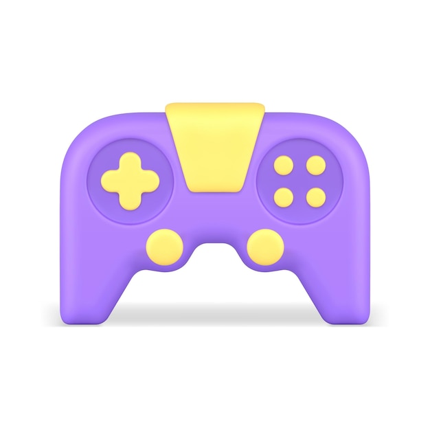 Réaliste d icône violet jaune jeu vidéo joystick illustration vectorielle contrôleur de console de manette de jeu