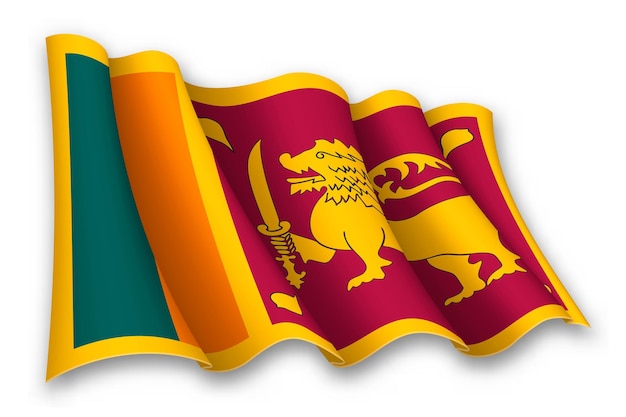 Vecteur realistic waving flag of sri lanka