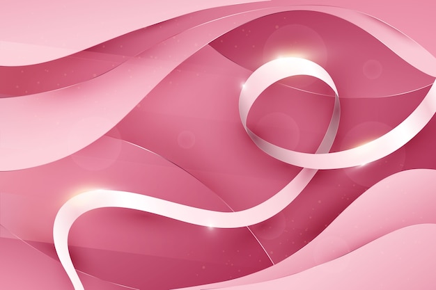 Vecteur realistic white ribbon pink background