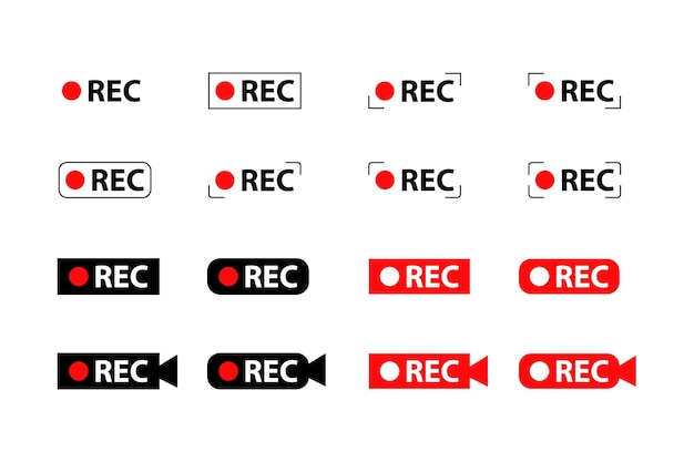 Rec réglez le signe d'enregistrement en train d'enregistrer illustration de stocks vectoriels