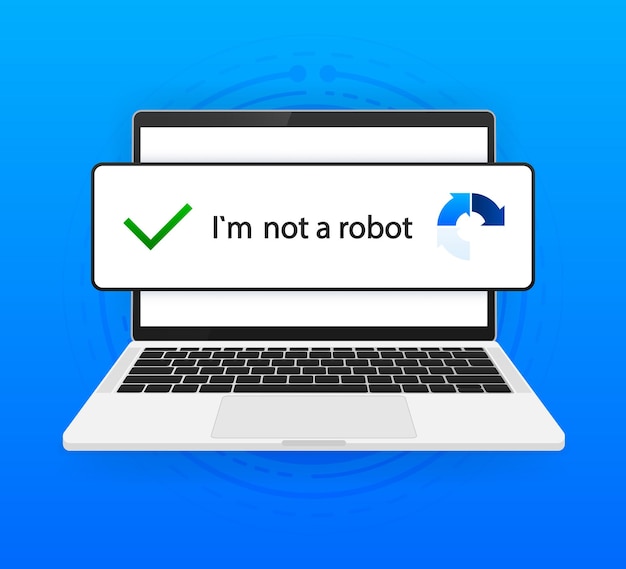 Vecteur recaptcha je ne suis pas un robot recaptcha confirmé je ne suis pas un bouton robot concept de sécurité internet bannière pour site web ou application illustration vectorielle